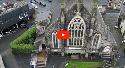 drone video drone-over-church